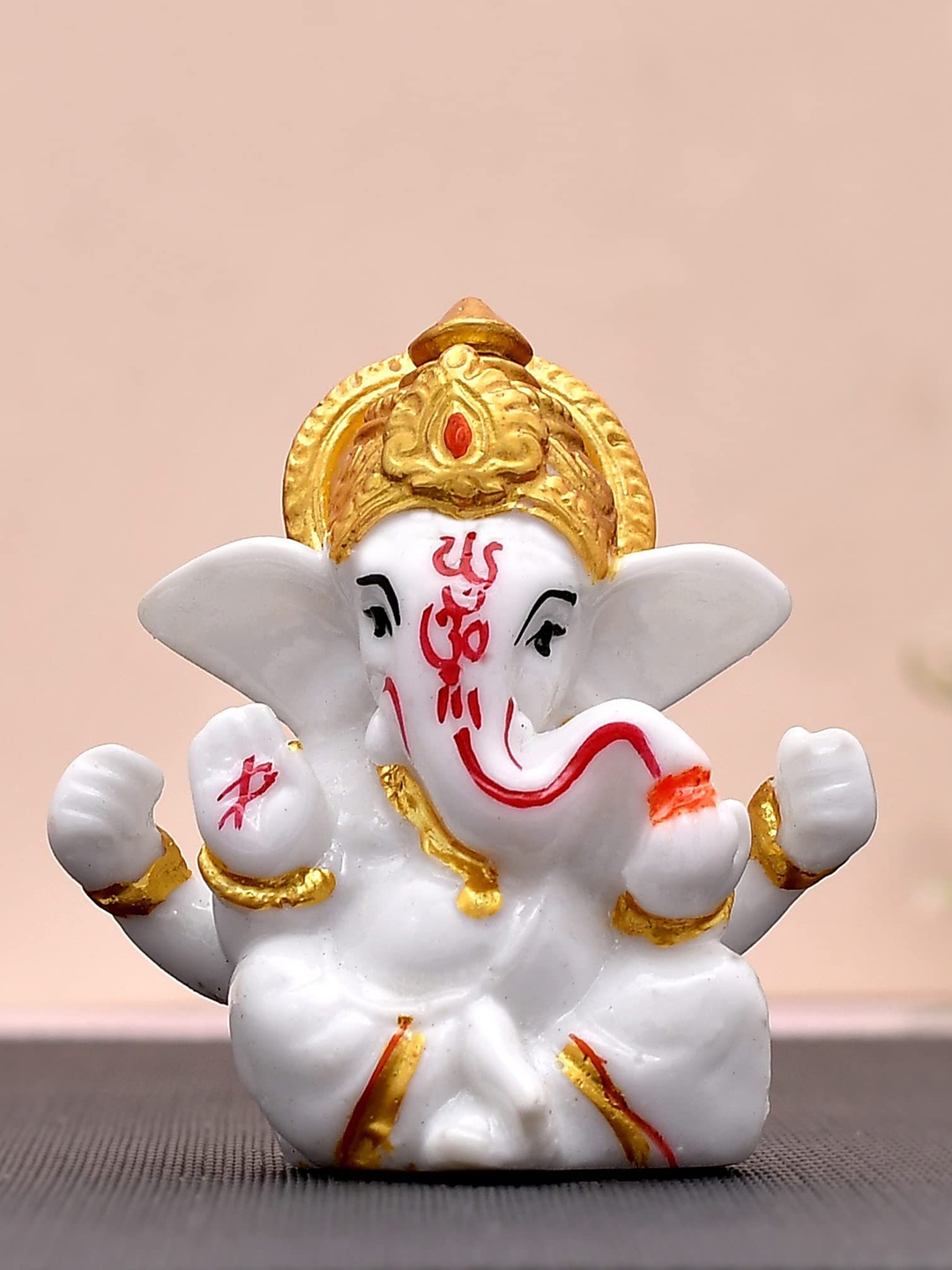 

CRAFTAM White and Gold-Toned Ganesha Religious Idol Showpiece