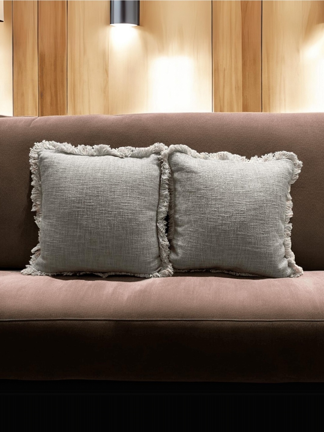 

LUSHLYF Off White Set of 2 Printed Cotton Square Cushion Covers
