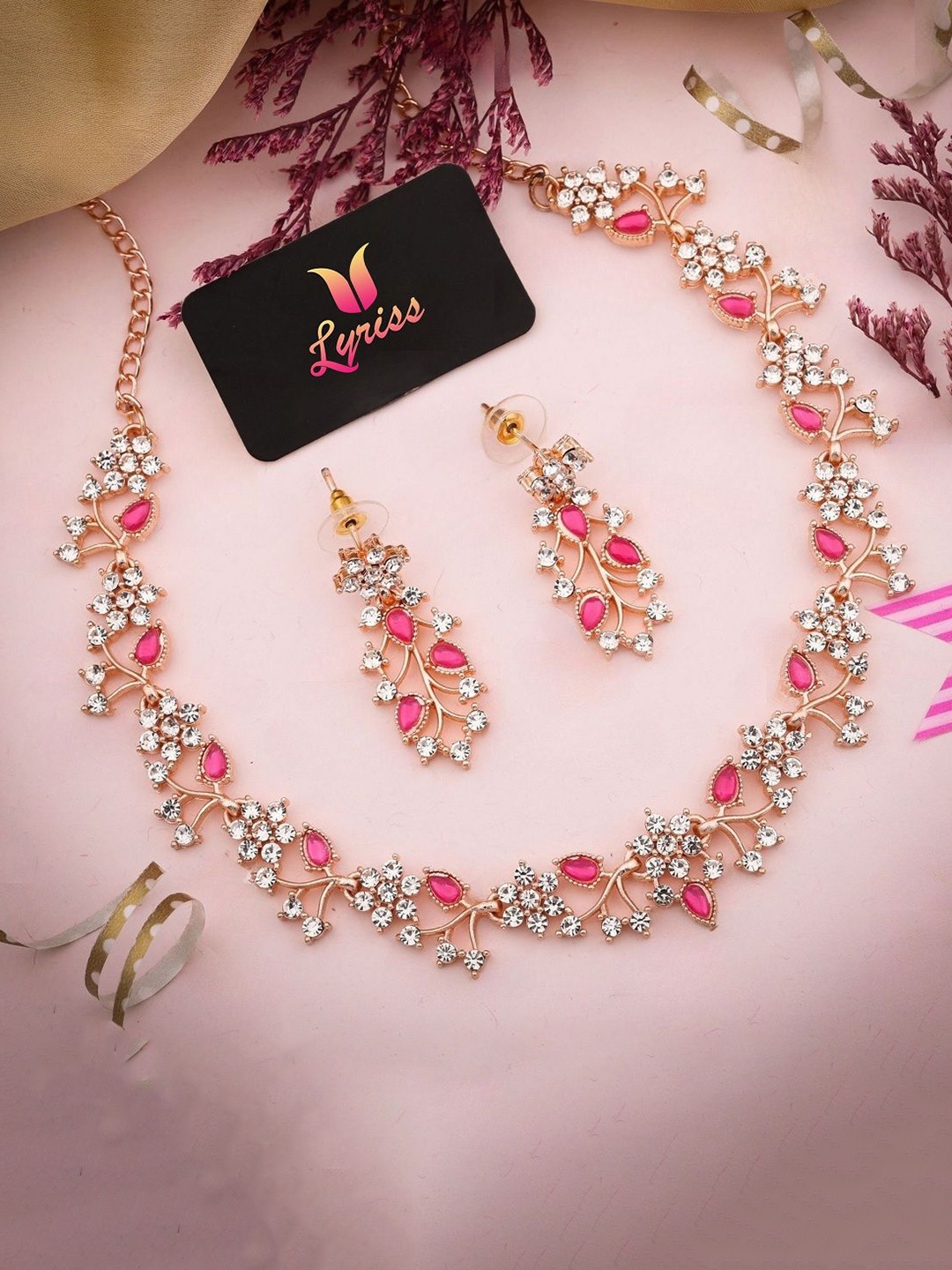 

Anouk Gold-Plated American Diamond Stones Studded Necklace And Earrings