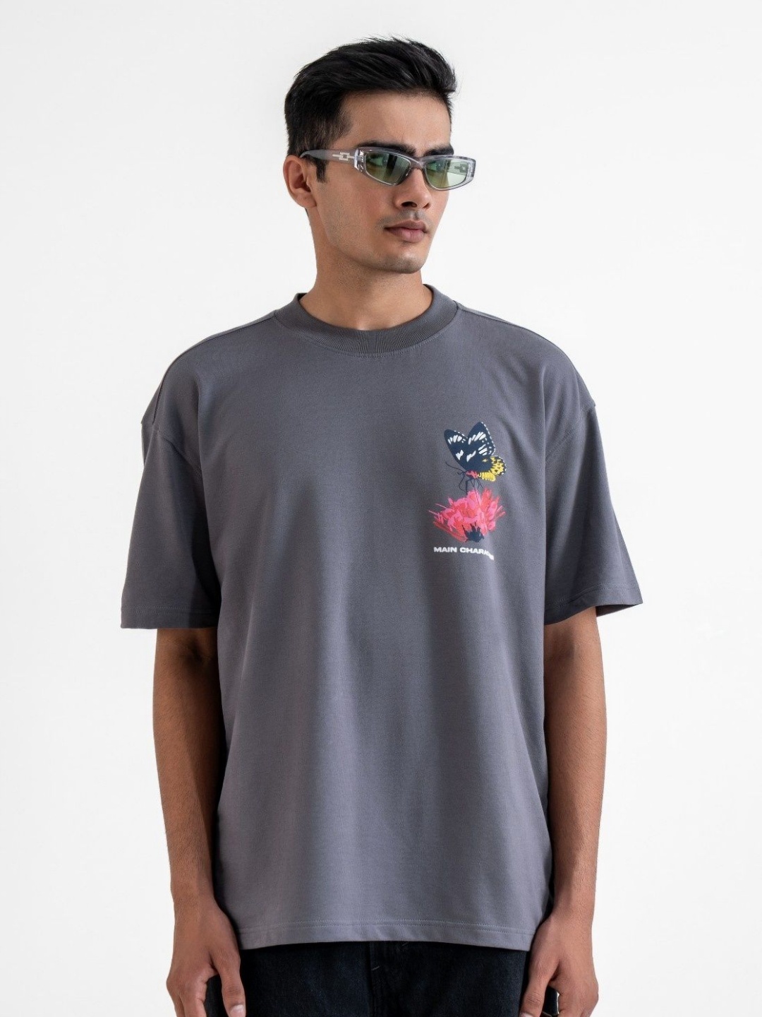 

Main Character India Unisex Graphic Printed Round Neck Cotton Relaxed Fit T-shirt, Grey