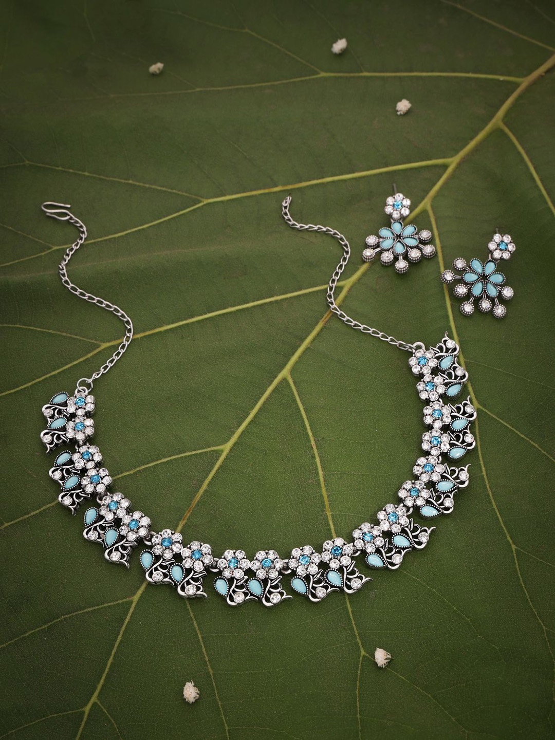 

Anouk Gold-Plated Artificial Stones Studded Necklace And Earrings, Silver