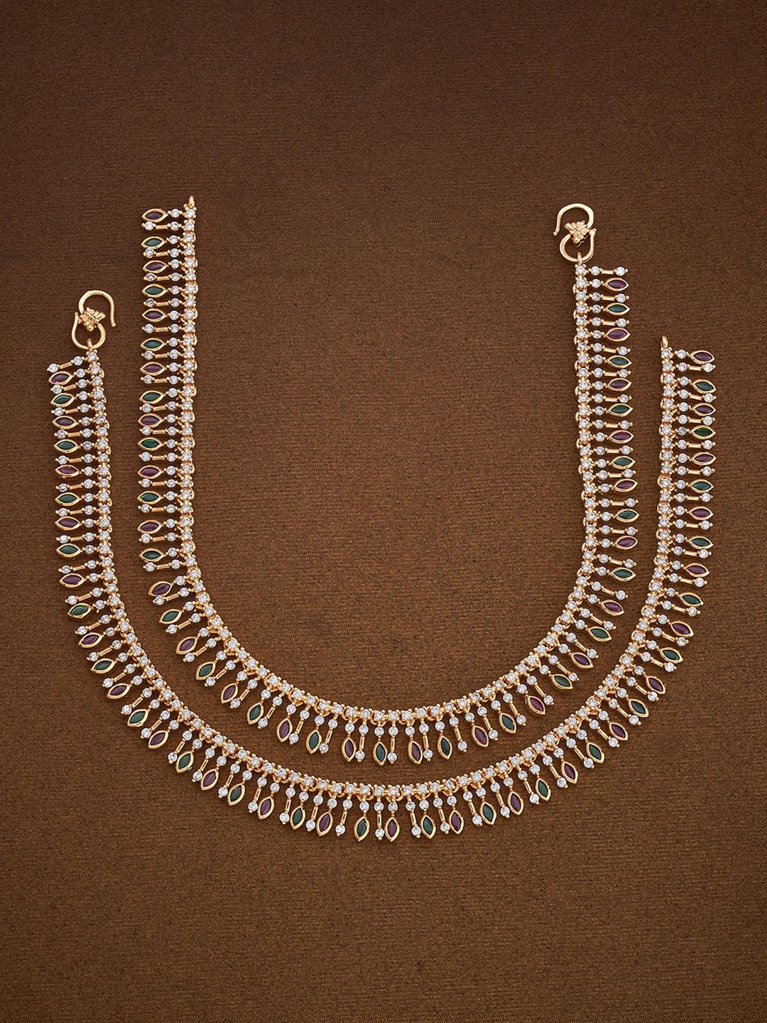 

Kushal's Fashion Jewellery Gold-Plated Artificial Stones and Beads Anklet