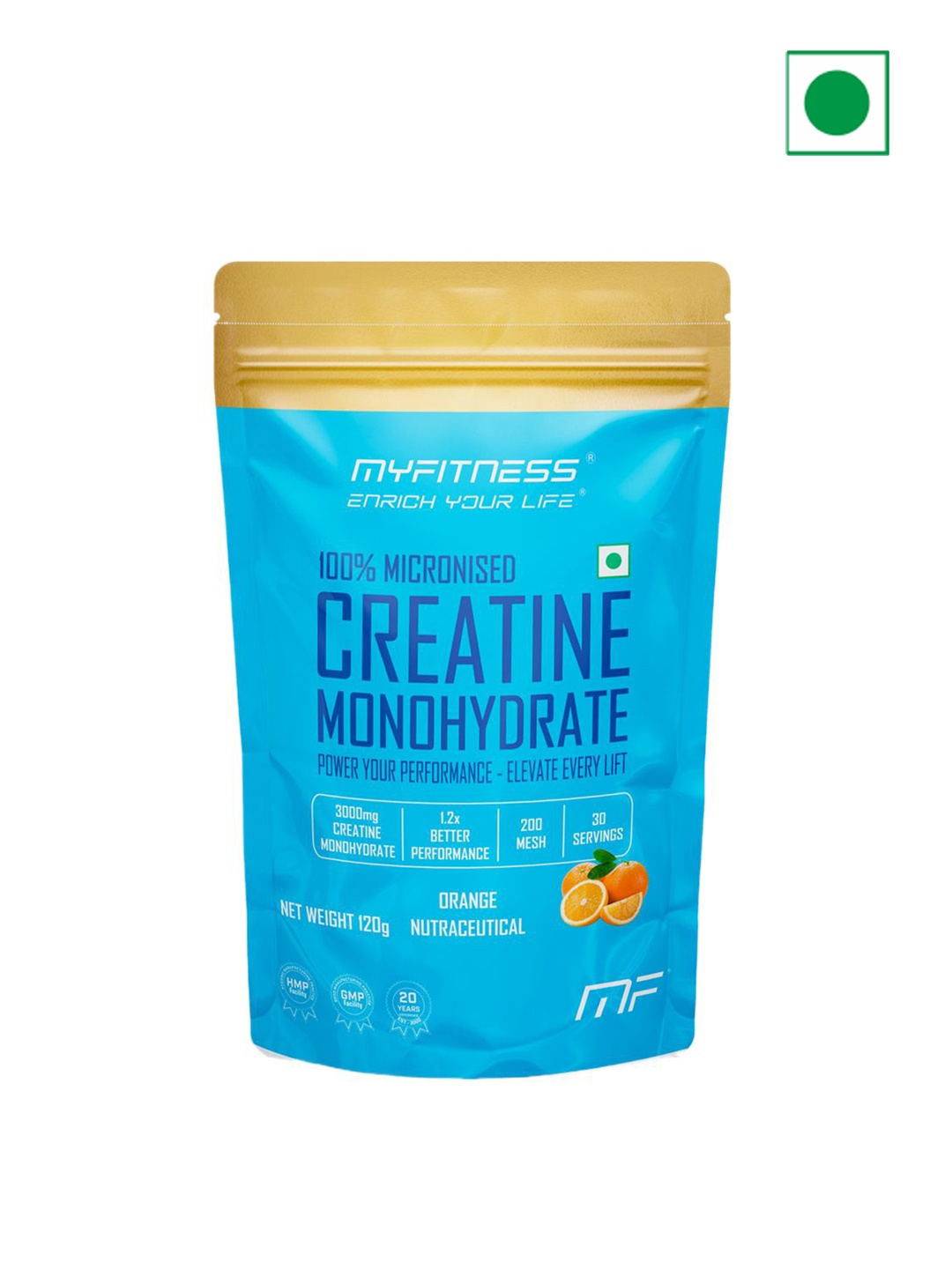 

MYFITNESS 100% Micronized Creatine Monohydrate Orange- 120 g, Blue