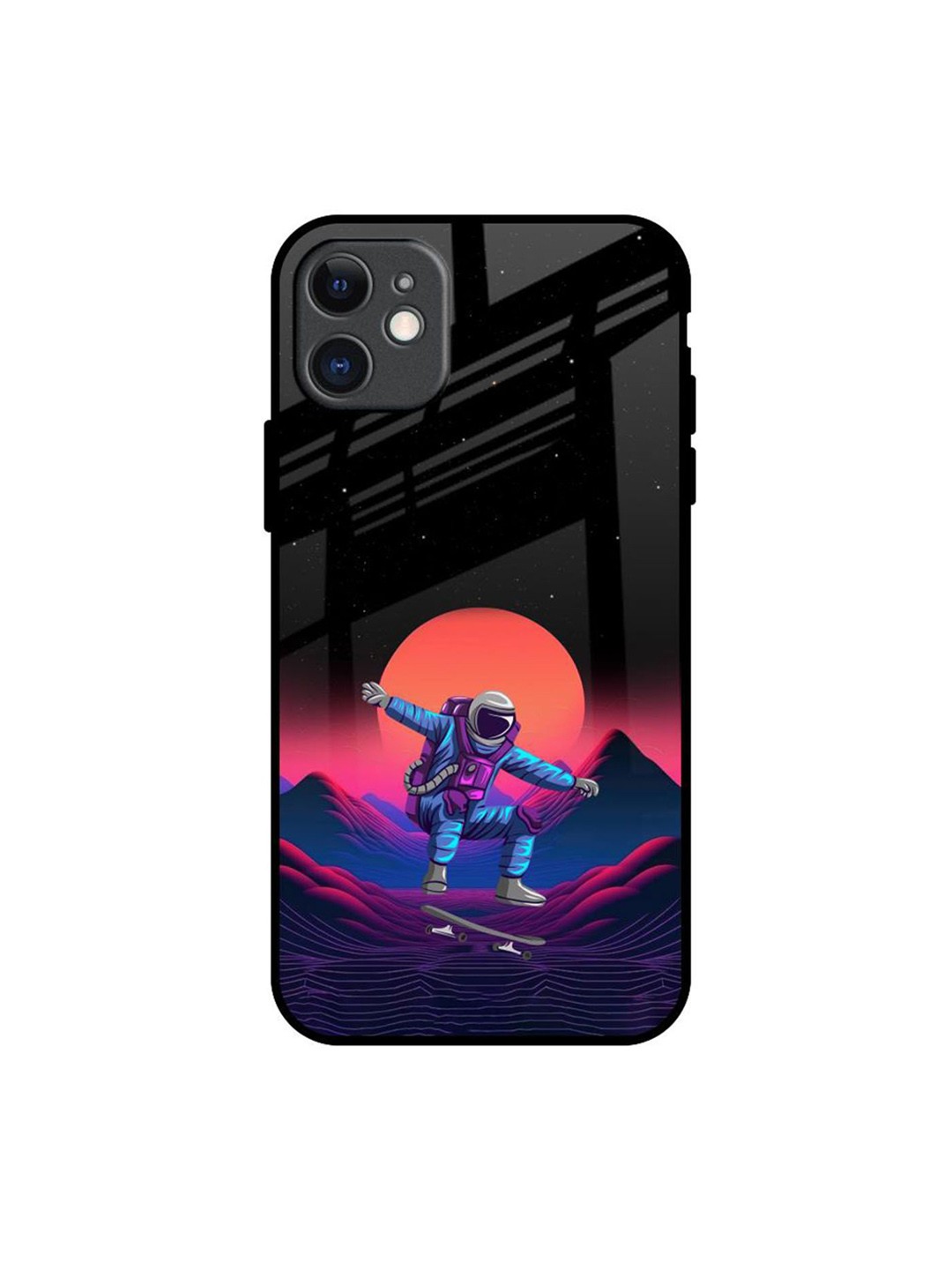 

QRIOH Retro Astronaut Printed iPhone 11 Back Case, Black
