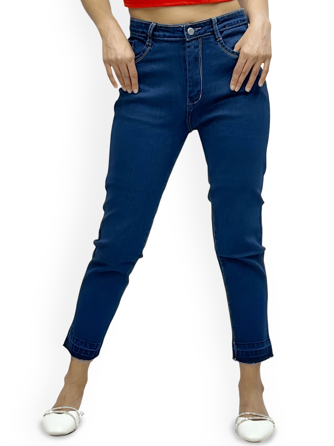 

BAESD Women Classic Slim Fit High-Rise Trousers, Blue