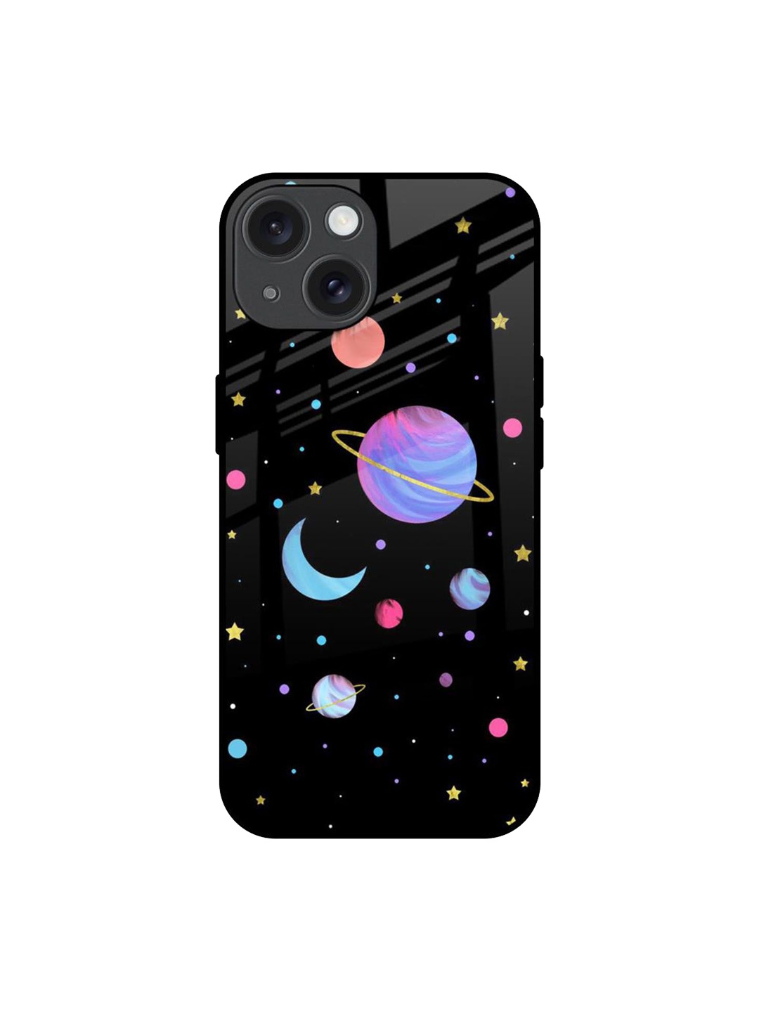 

QRIOH Planet Play Printed iPhone 15 Back Case, Black