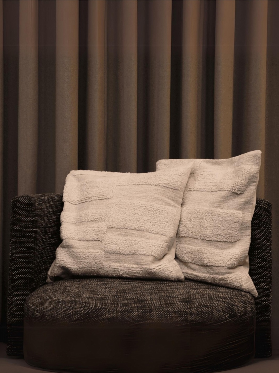 

LUSHLYF Off White 2 Pieces Textured Cotton Square Cushion Covers