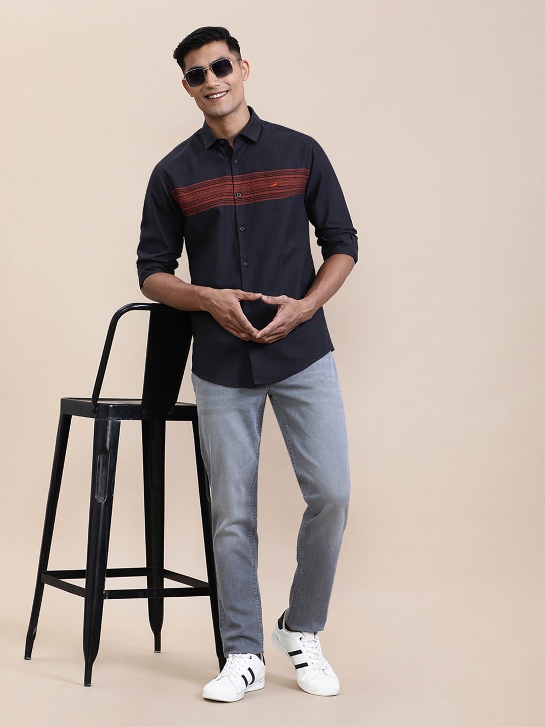 

Crocodile Men Engineered Stripe Comfort Fit Shirt, Black