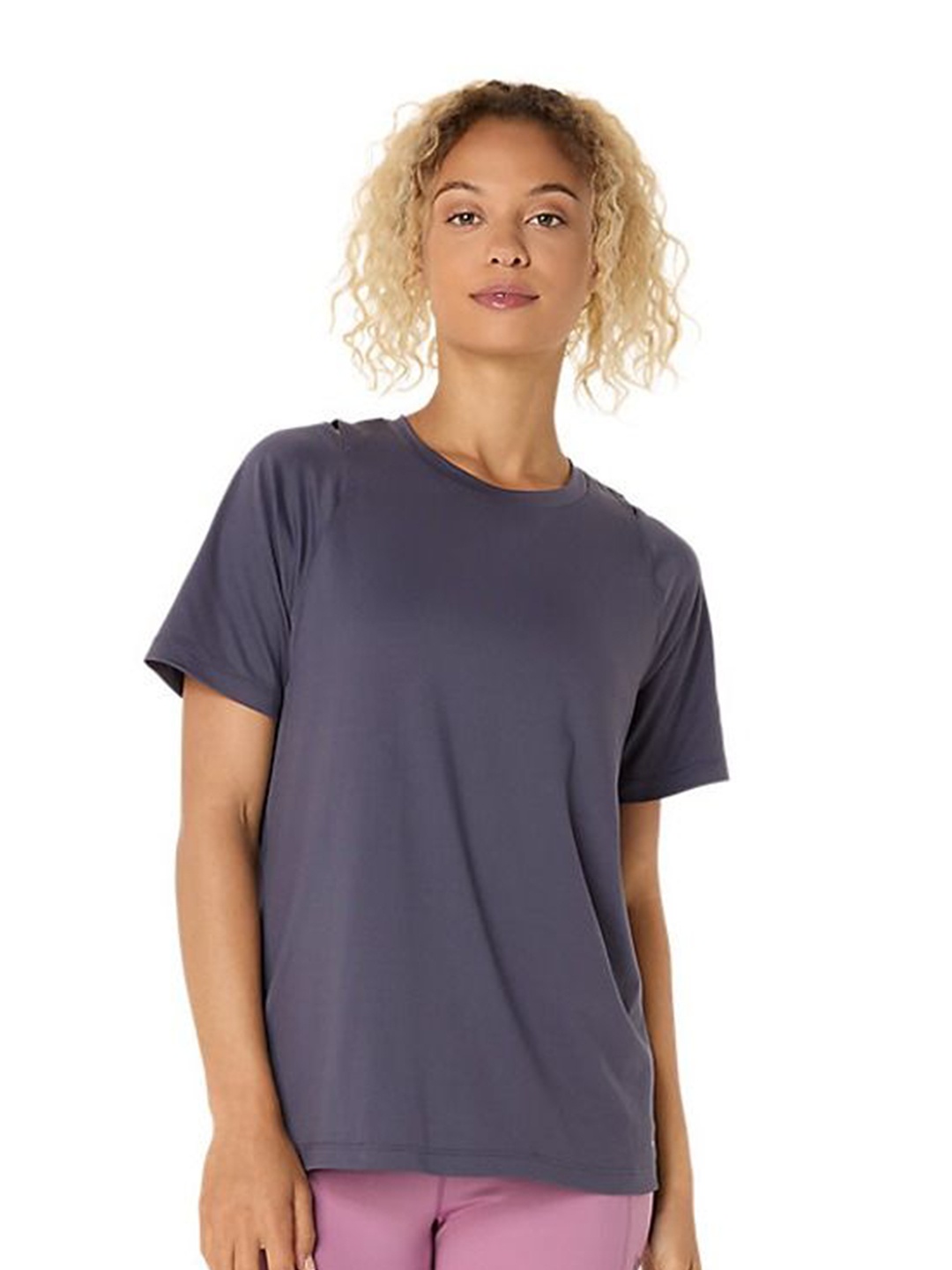 

ASICS Women Solid Round Neck T-shirt, Grey