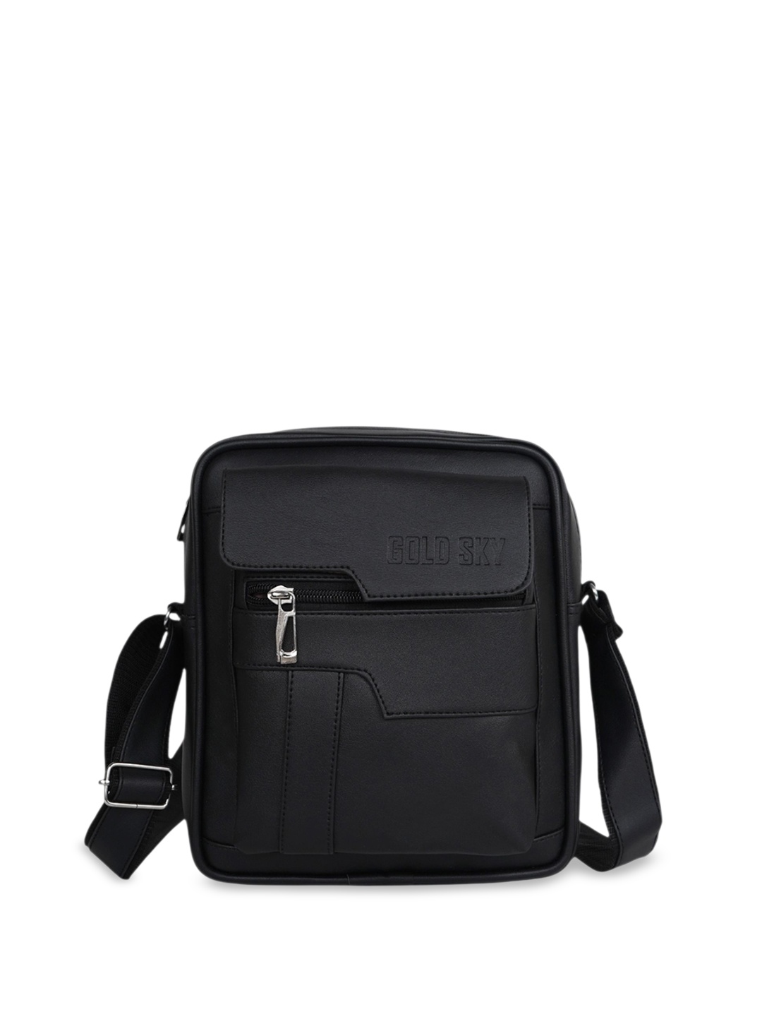 

GOLD SKY Textured Sling Bag, Black