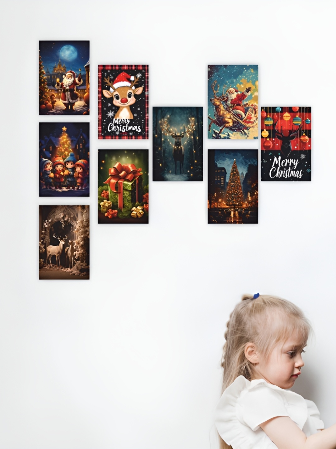 

CVANU Yellow & Black 9 Pieces Christmas Poster Wall Art