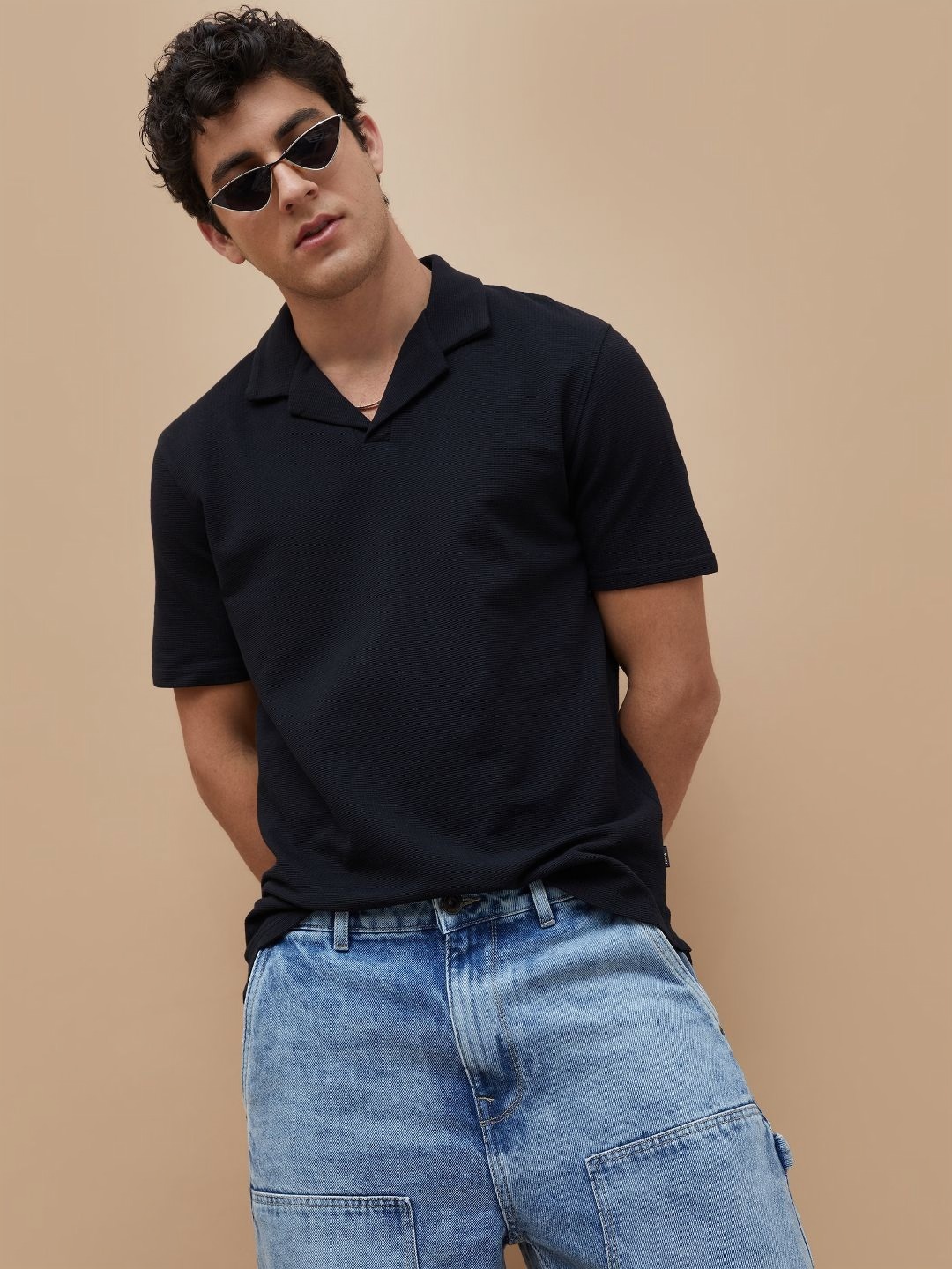 

Forca Men Solid Polo Collar Cotton T-shirt, Black