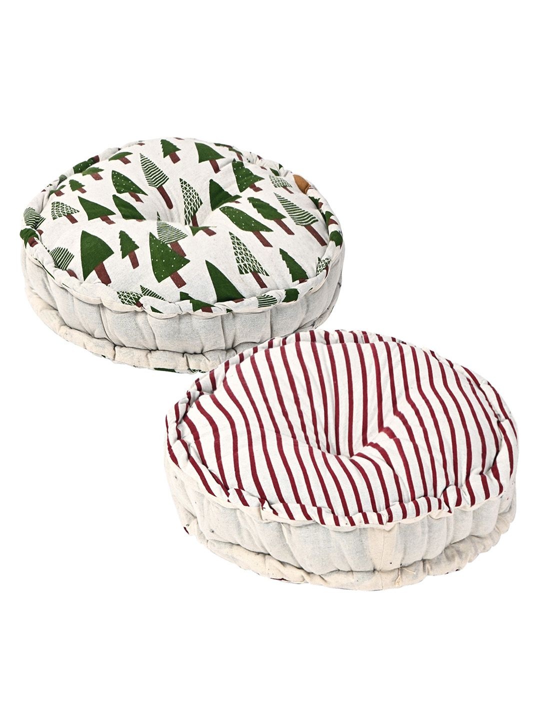 

Kuber Industries Maroon & Green 2 Pieces Printed Sitting Chair Cushion Pads