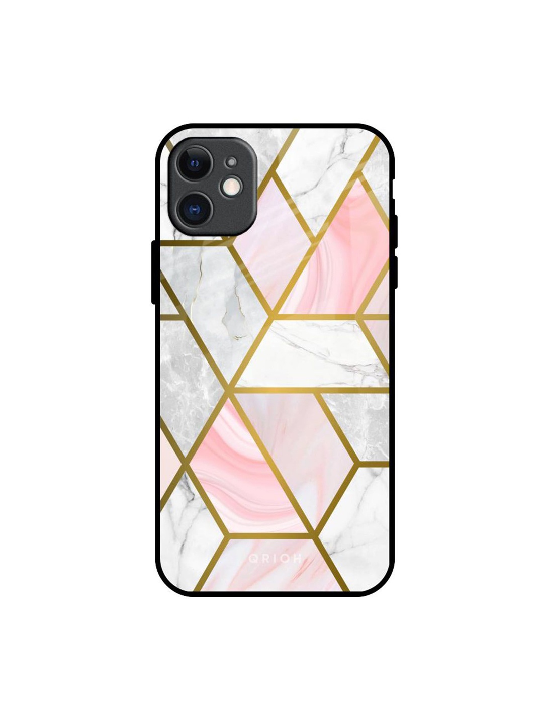 

QRIOH Geometrical Marble Real Printed iPhone 11 Back Case, White