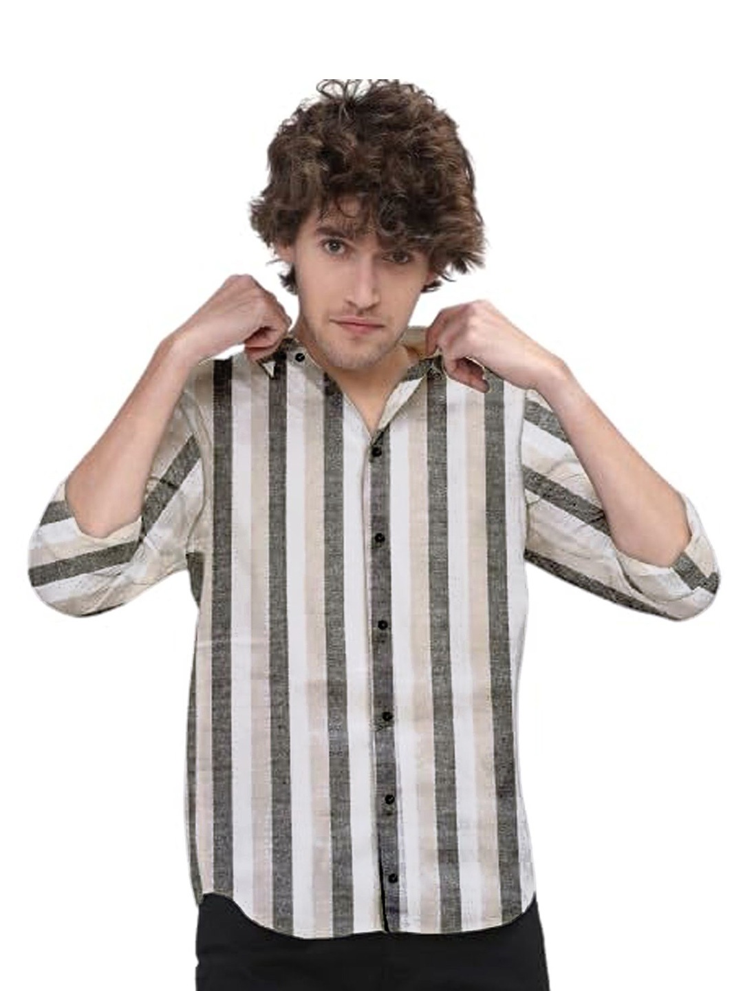 

Fashion FRICKS Men Classic Semi Sheer Casual Shirt, White