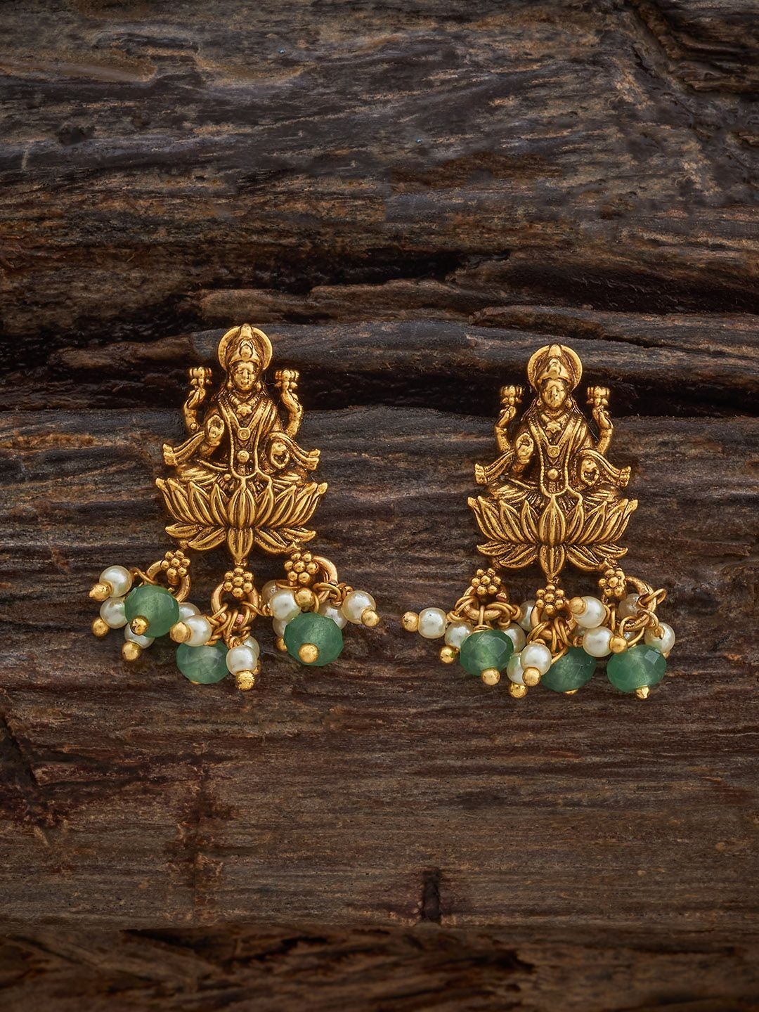 

Kushal's Fashion Jewellery Gold-Plated Ethnic Antique Studs Earrings