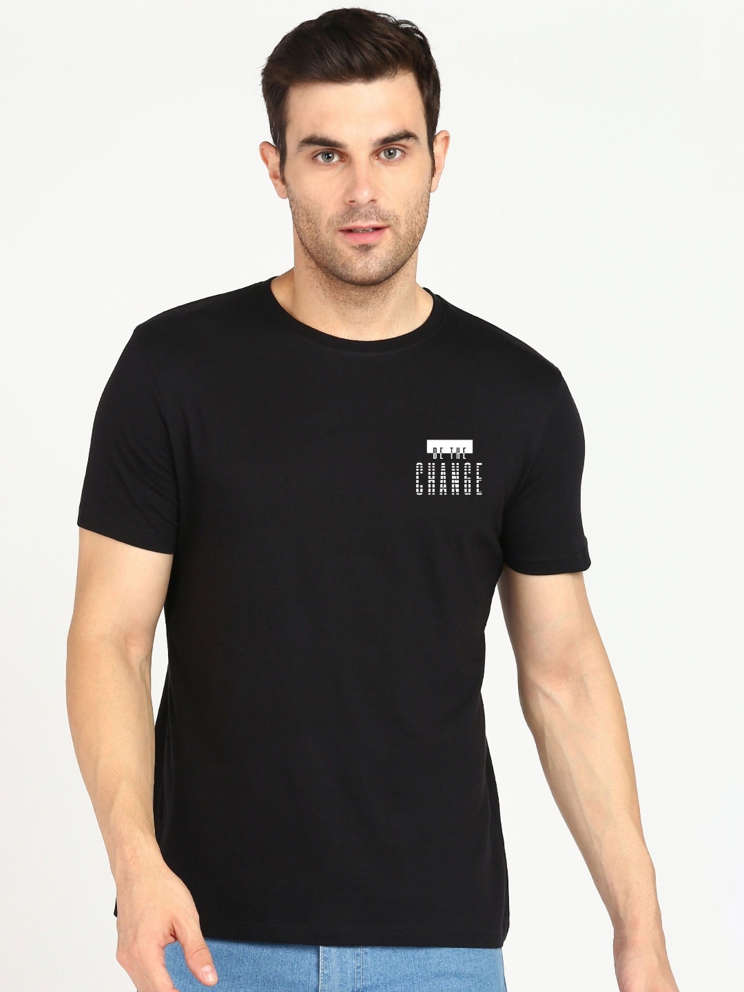 

Moda Rapido Men Typography Printed Round Neck Cotton Slim Fit T-shirt, Black