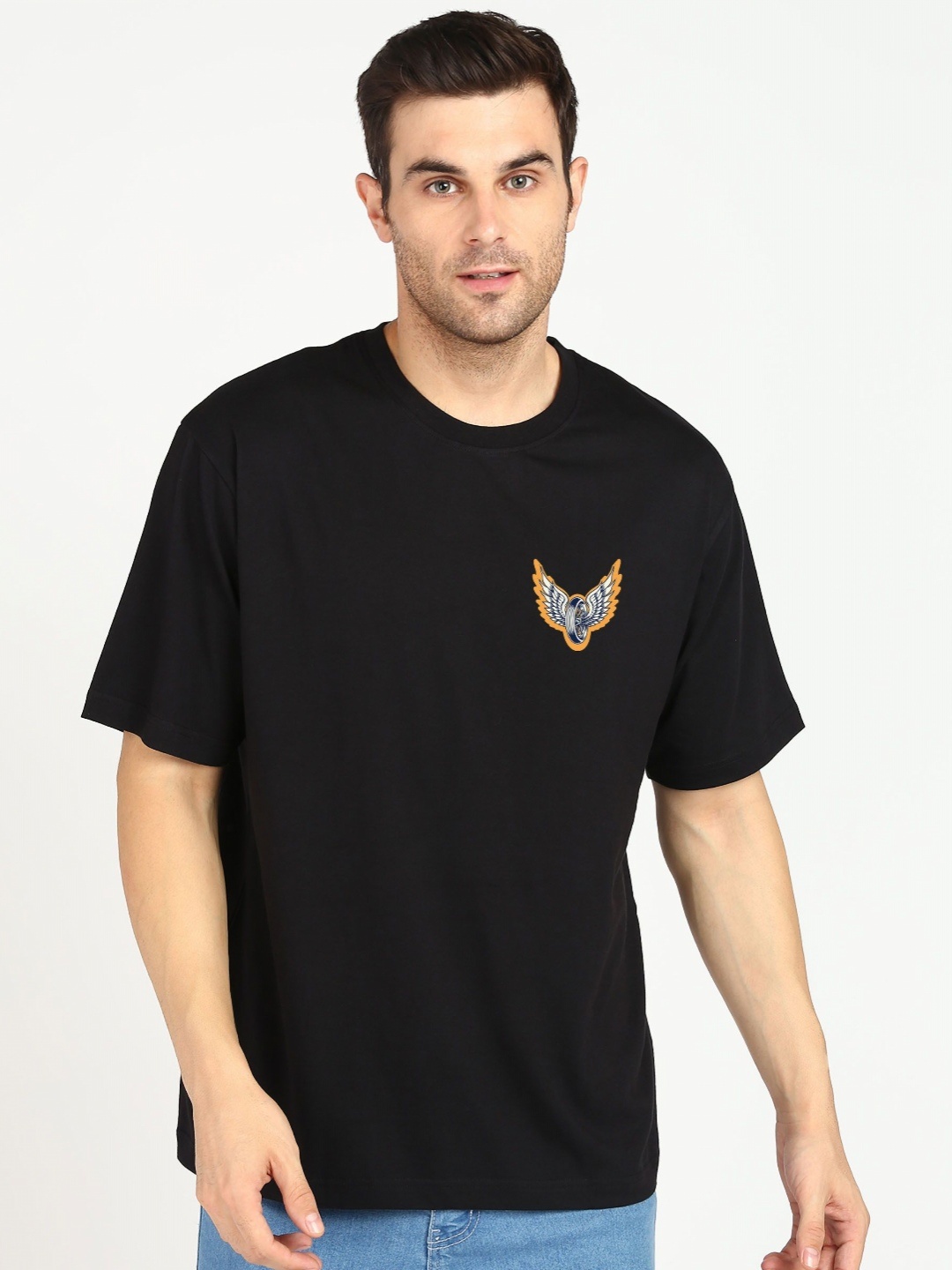 

Moda Rapido Men Graphic Printed Round Neck Cotton Relaxed Fit T-shirt, Black