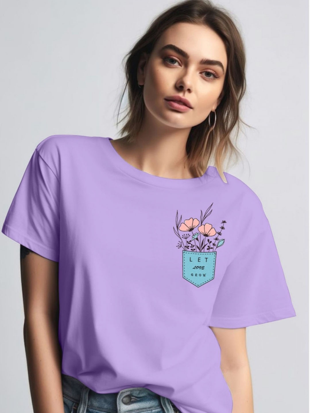 

Moda Rapido Women Printed Round Neck Tshirt, Purple