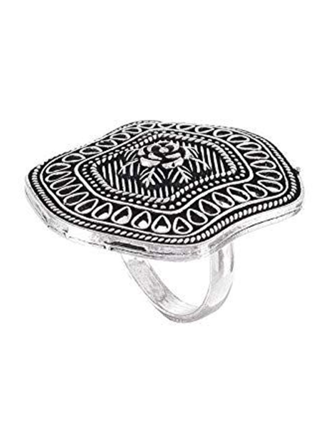 

Kezlin Silver Plated Intricate Design Adjustable Oxidised Finger Ring
