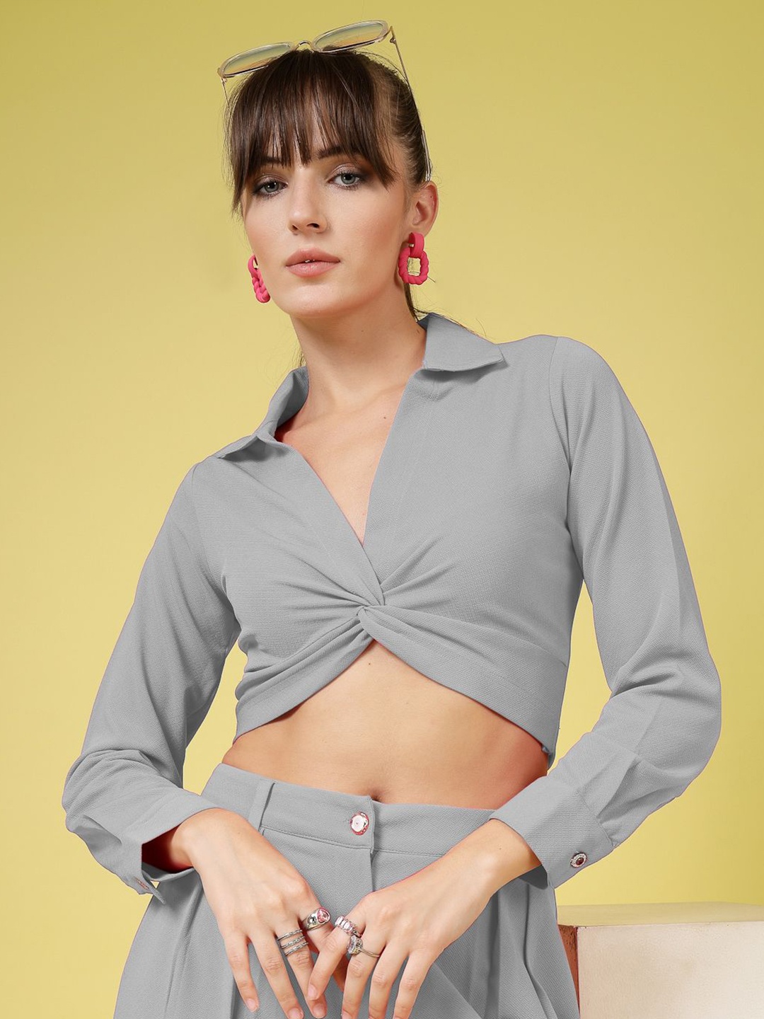 

DressBerry Women Relaxed Opaque Casual Shirt, Grey