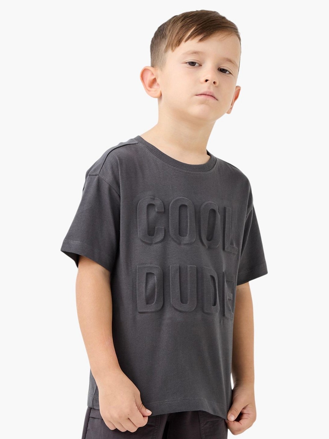 

Juniors by Babyshop Boys Typography Printed Round Neck Cotton T-shirt, Grey