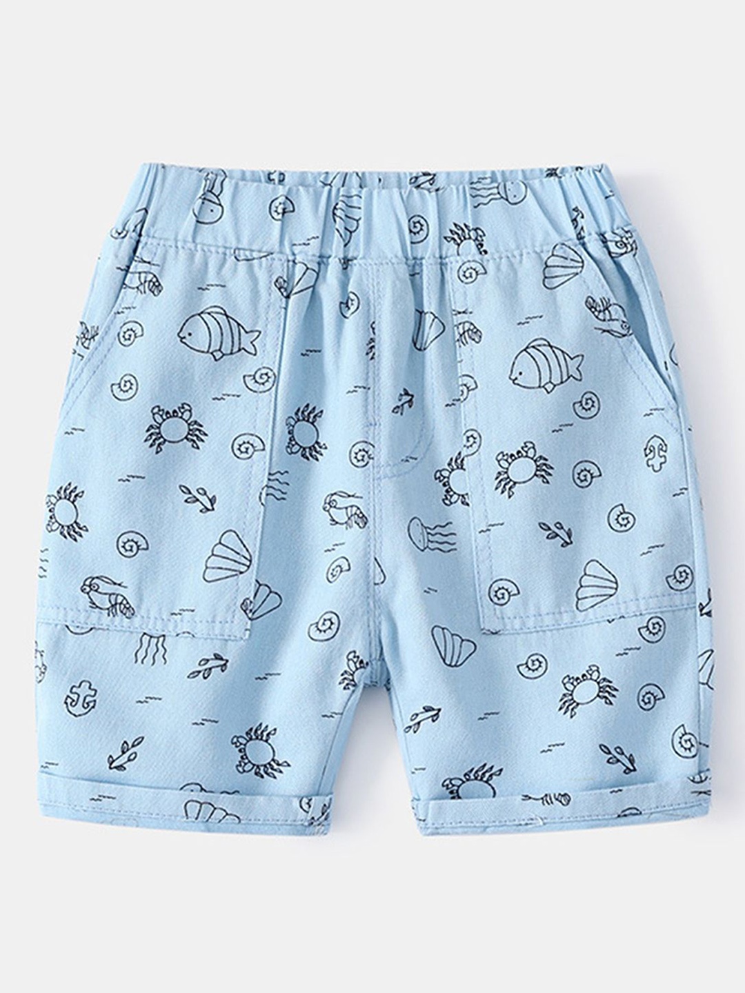 

LULU & SKY Boys Printed High-Rise Shorts, Blue