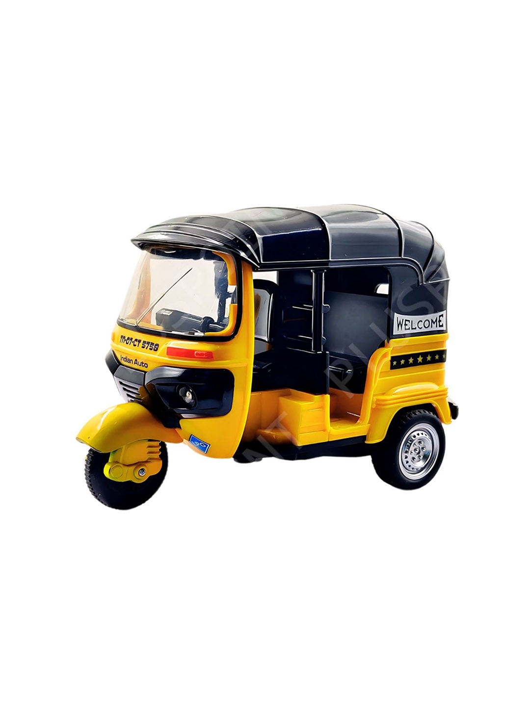 

PLUSPOINT Kids Auto Rickshaw Toy Pull Back Action City Vehicles Public Transport Toy, Yellow