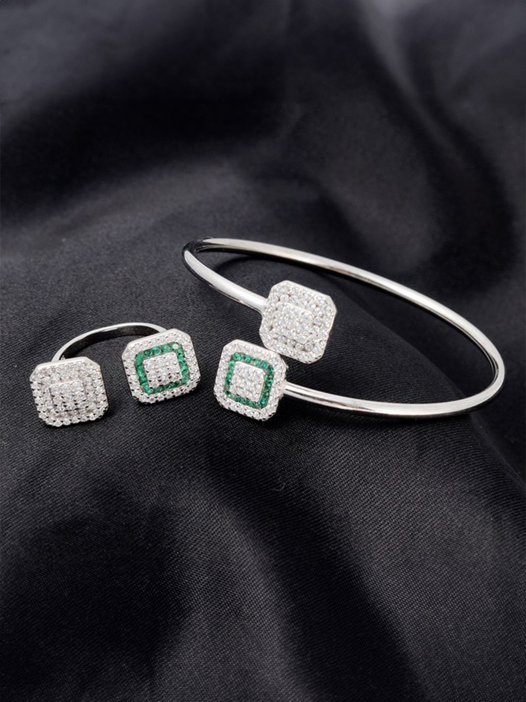 

Tuanz Silver Jewelry Women Sterling Silver Rhodium-Plated Cuff Bracelet