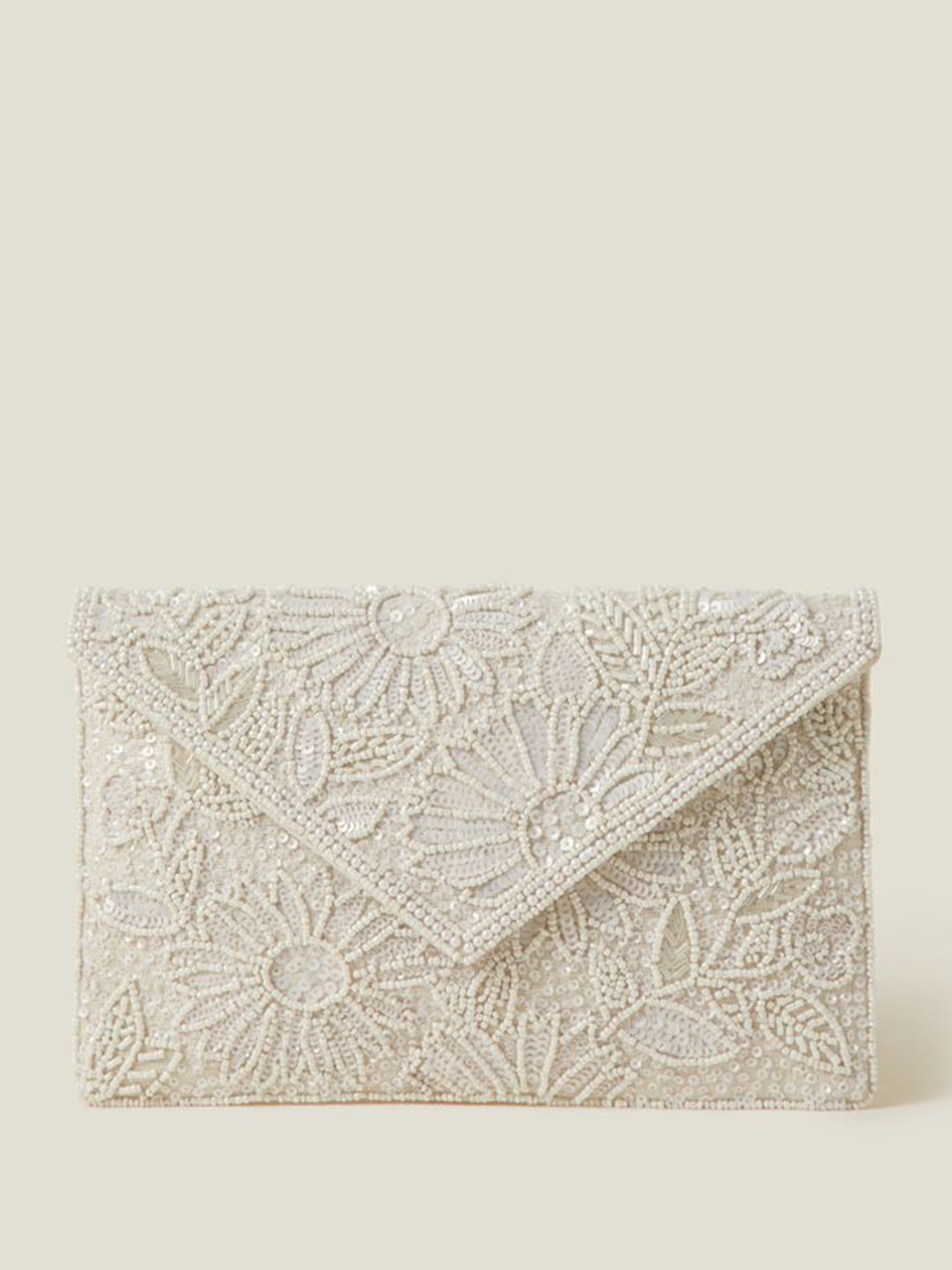 

Accessorize Textured Embroidered Envelope Clutch, White