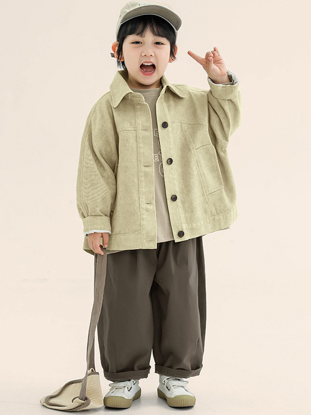 

LULU & SKY Boys without Crop Tailored Jacket with Embroidered, Khaki