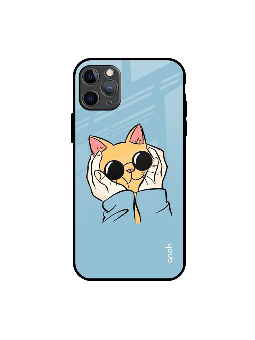 

QRIOH Adorable Cute Kitty Printed iPhone 11 Pro Max Back Case, Blue