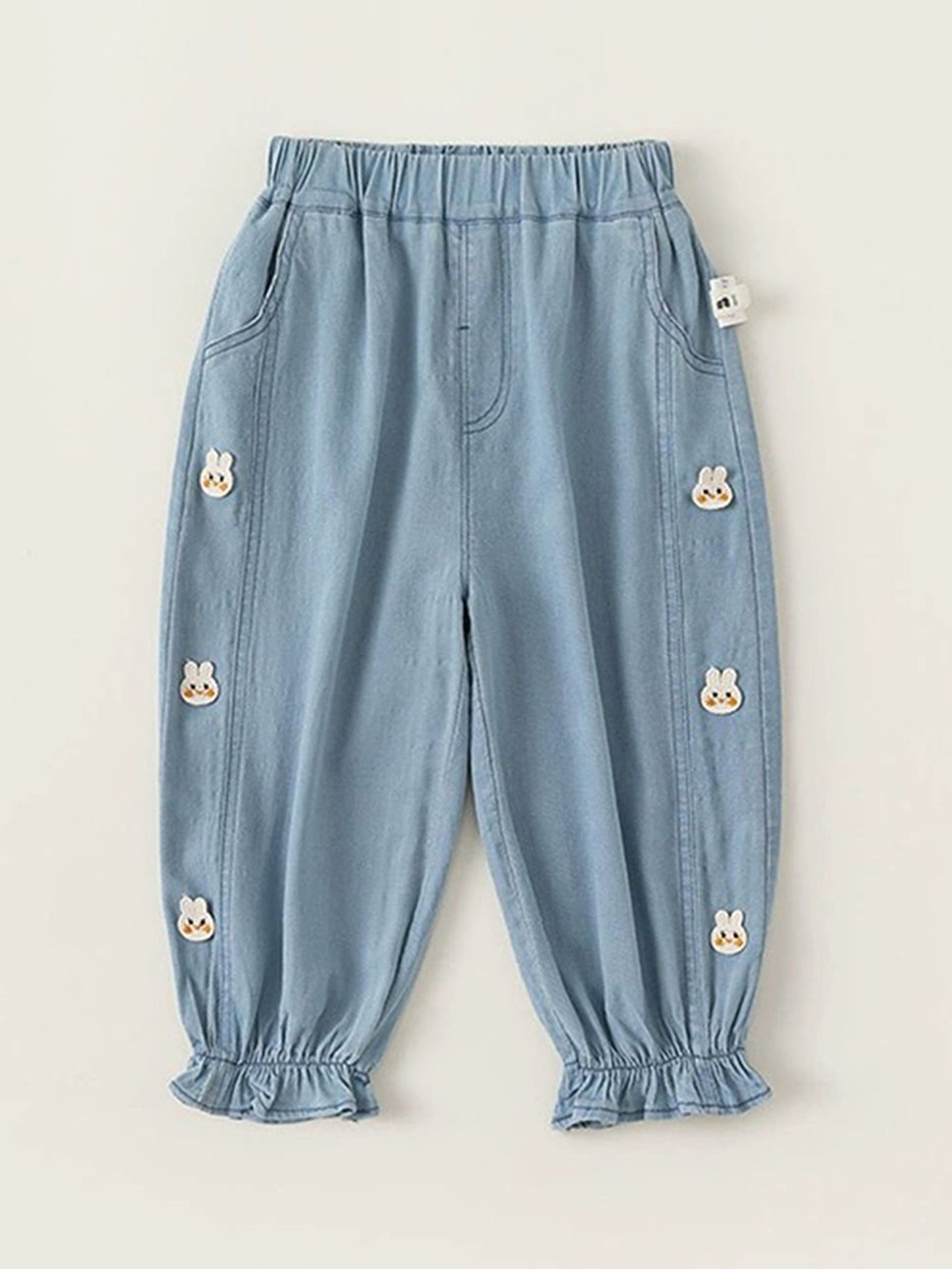 

LULU & SKY Girls Striped Loose Fit High-Rise Trousers, Blue
