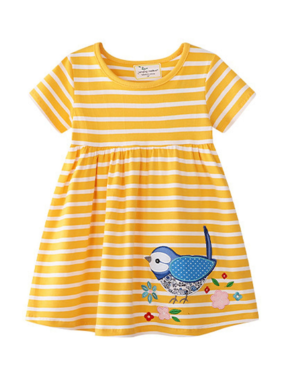 

LULU & SKY Girls Striped Nightdress, Yellow