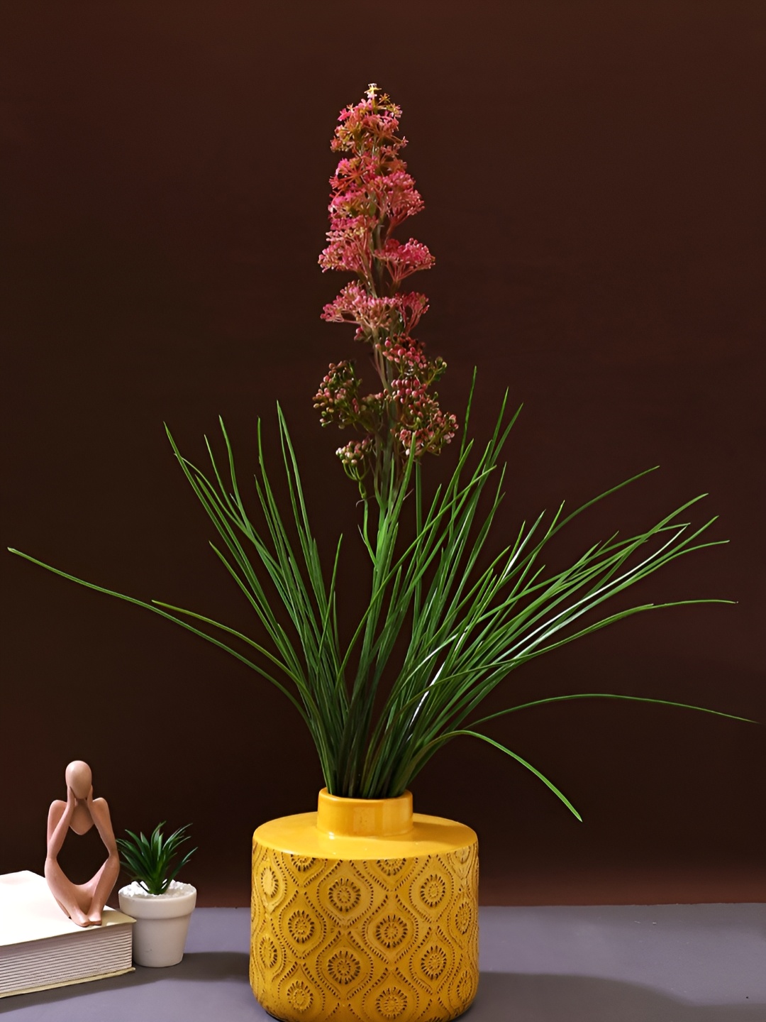 

TAYHAA Red & Green 2 Pieces Millet Grass Artificial Flowers