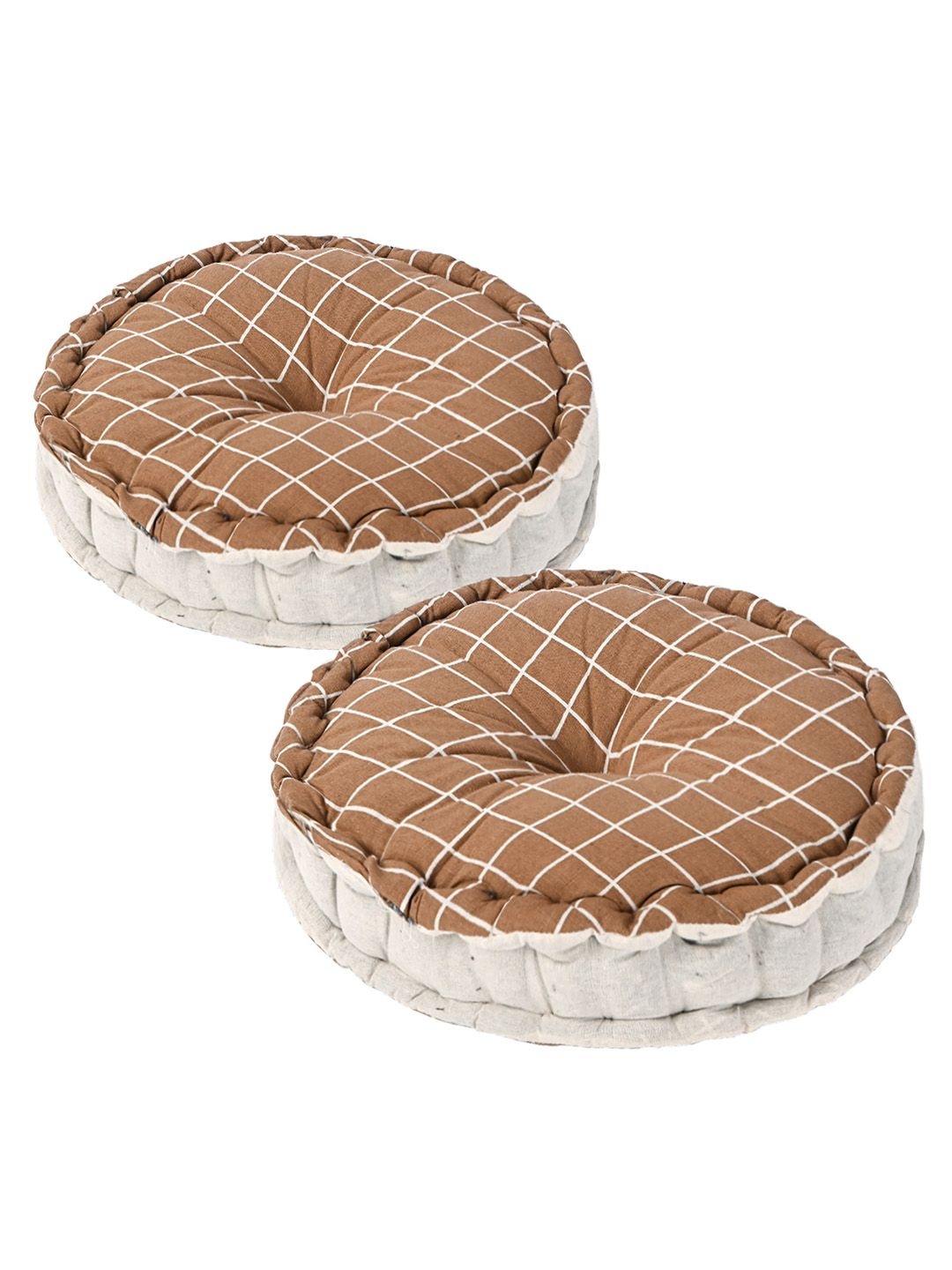

Kuber Industries Brown 2 Pieces Printed Sitting Chair Cushion Pads