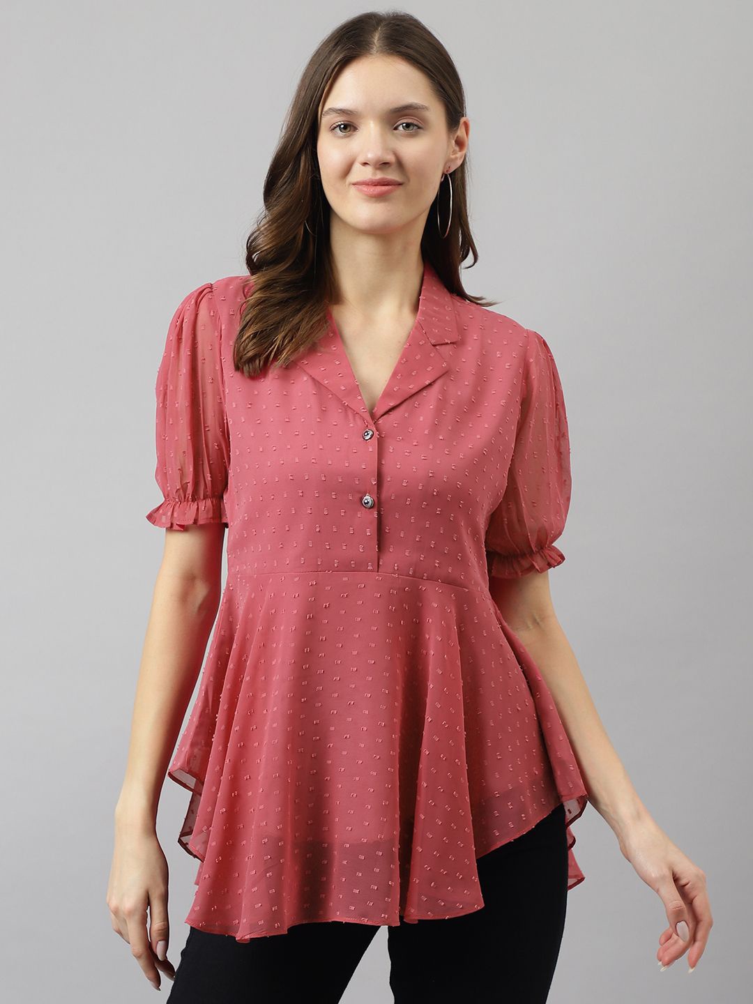 

KERI PERRY Puff Sleeve Georgette Top, Pink