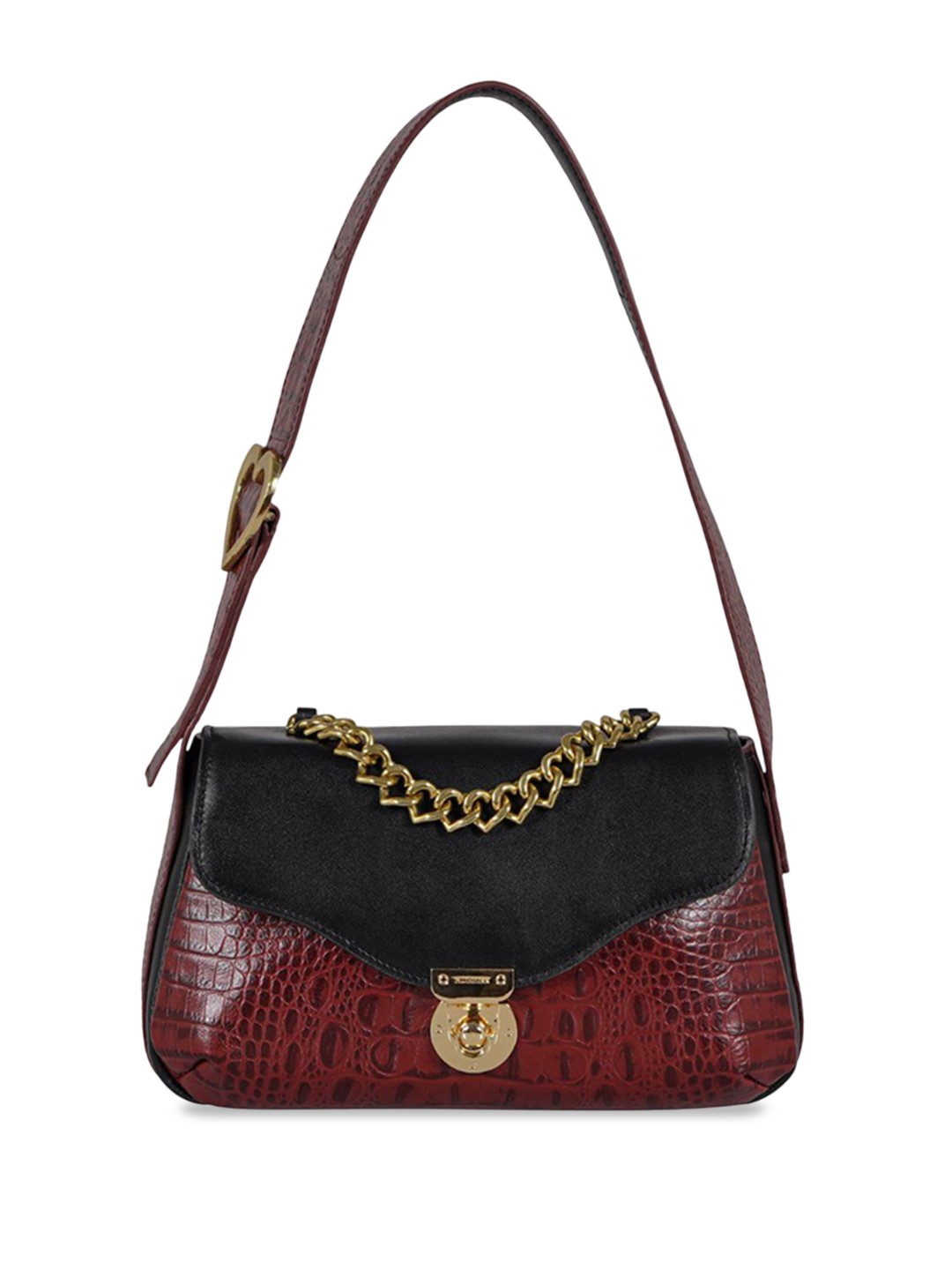 

Hidesign Textured Leather Structured Shoulder Bag with Fringed, Red