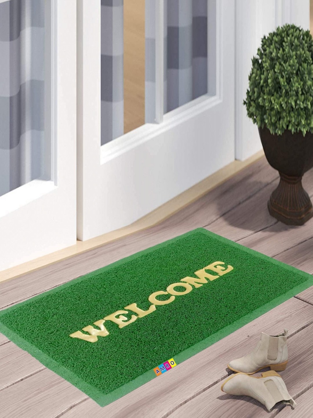 

AMRO BEAUTILITY NEEDS Green Textured Anti-Skid Waterproof Doormats