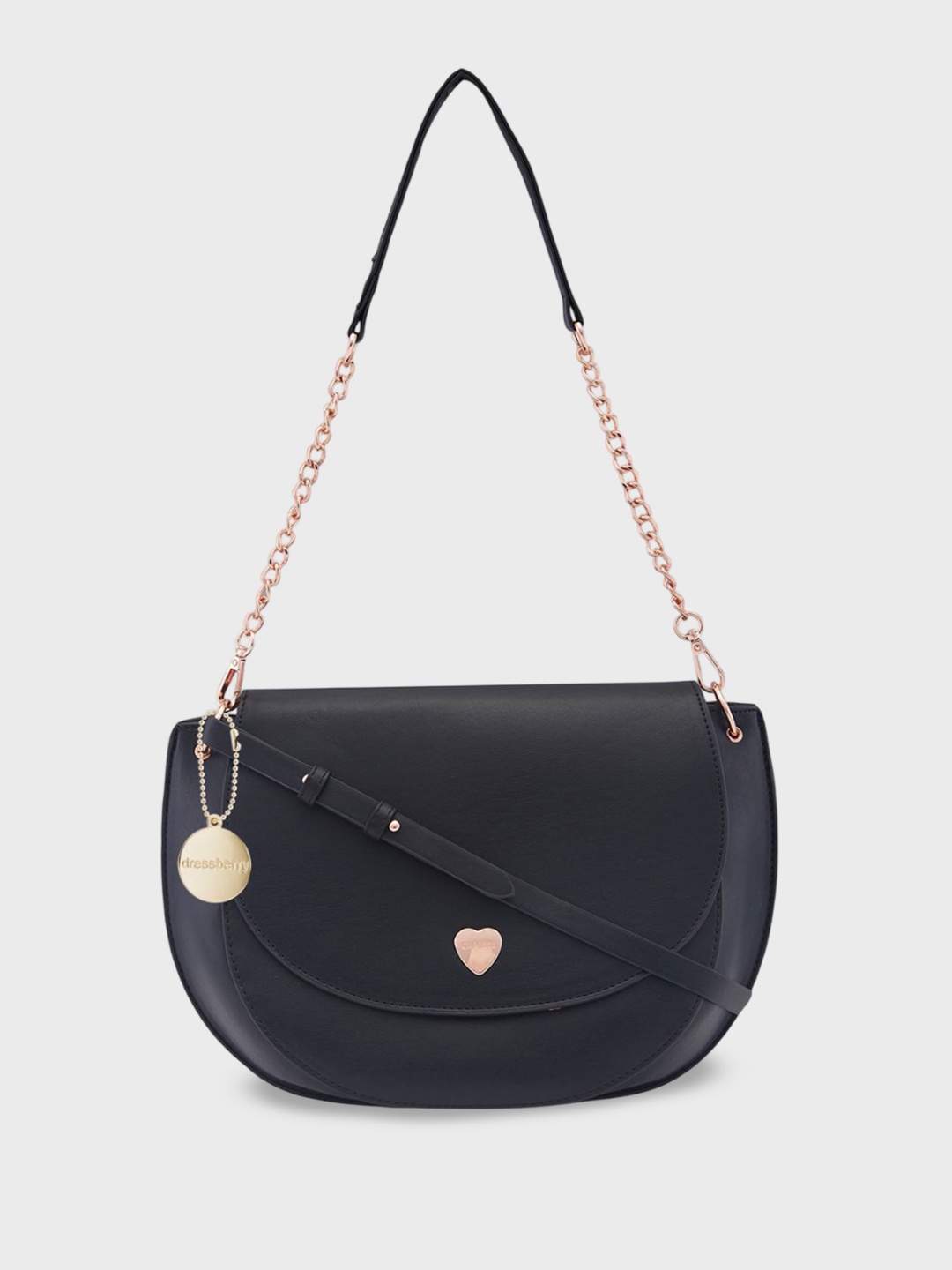 

DressBerry X CAPRESE Half Moon Sling Bag with Fringed, Black