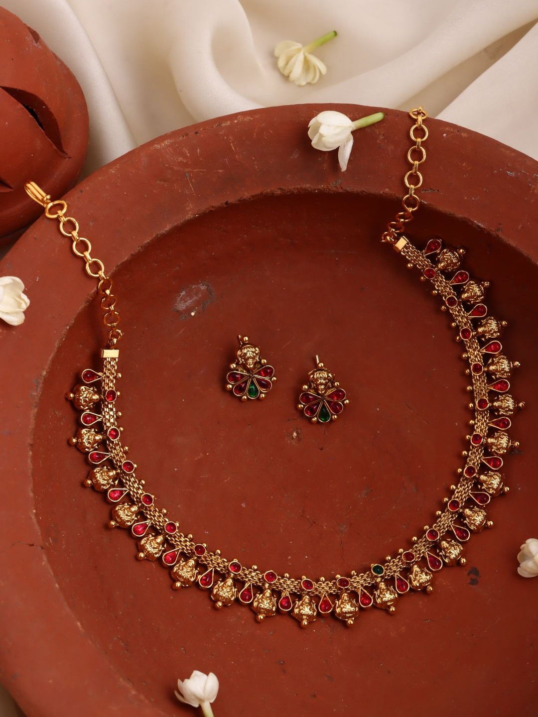

Kattam Gold Plated Goddess Choker Set
