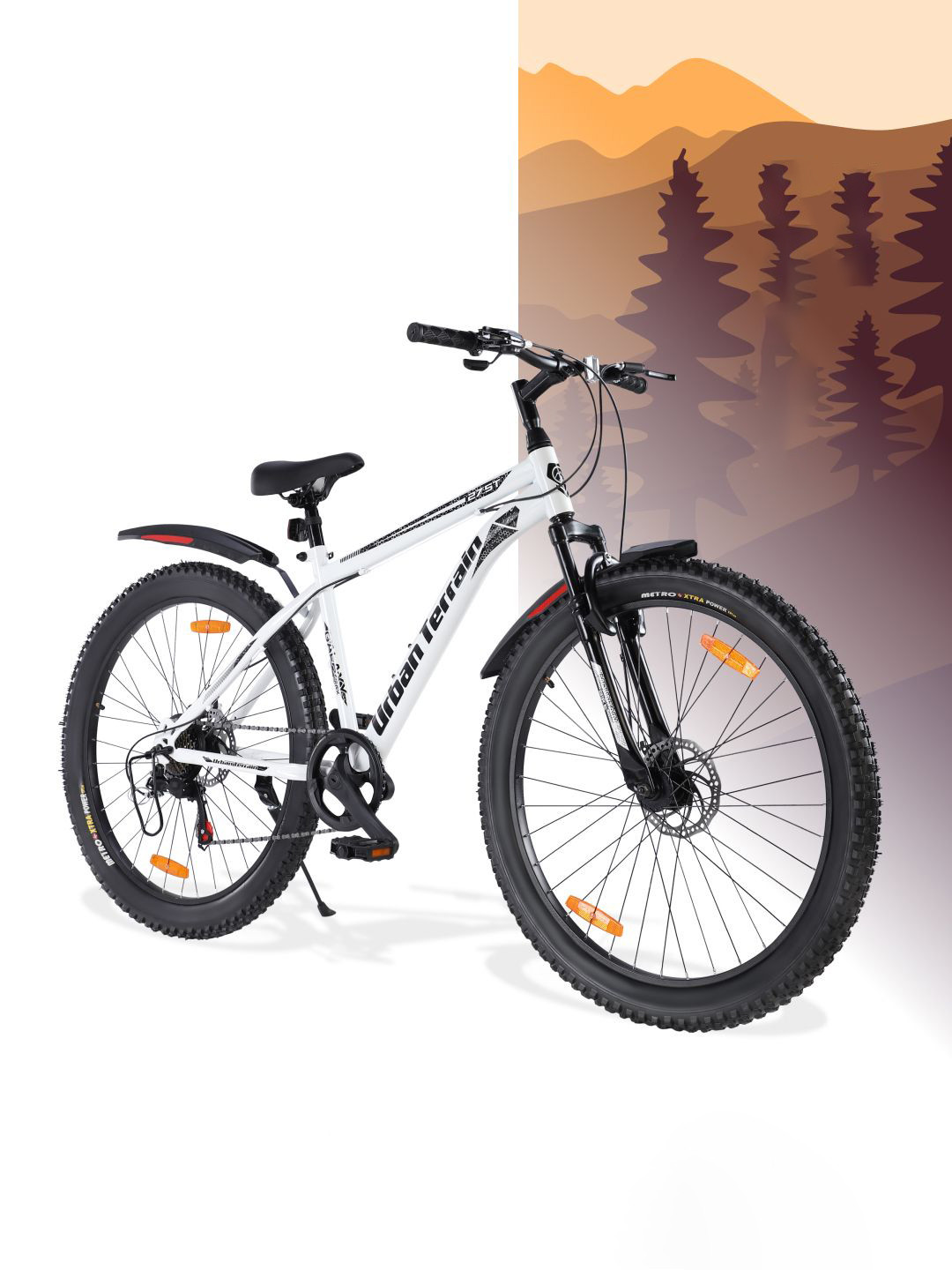 

URBAN TERRAIN Galaxy Max Steel 7 Speed 27.5T Mountain Bike, White