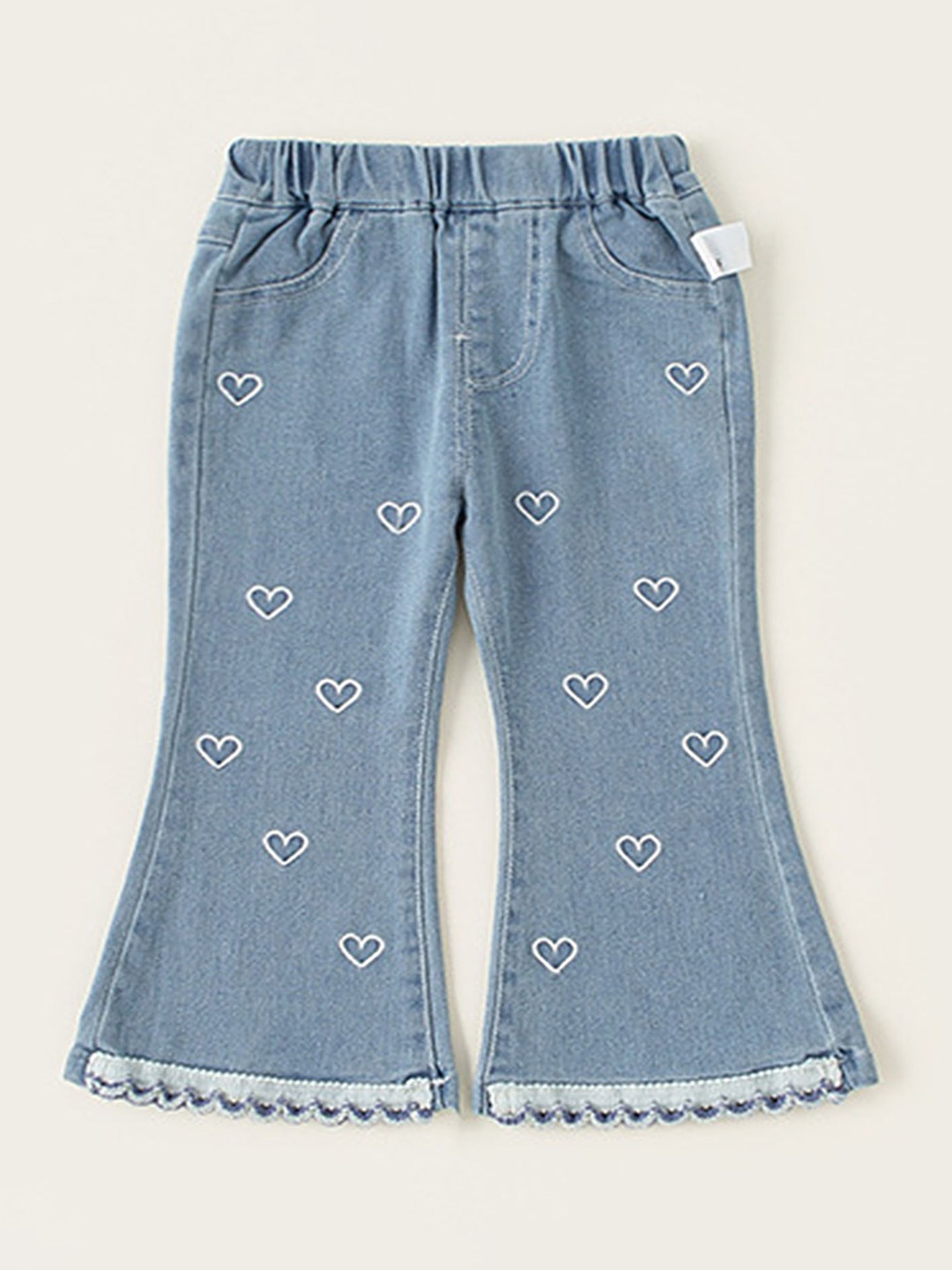 

LULU & SKY Girls Flared High-Rise Low Distress Jeans, Blue