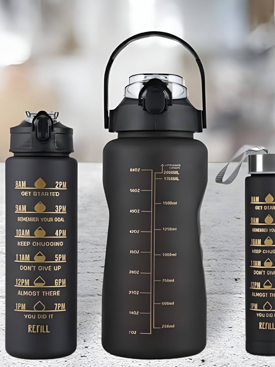 

Shreedah Black 3 Pieces Printed Water Bottle