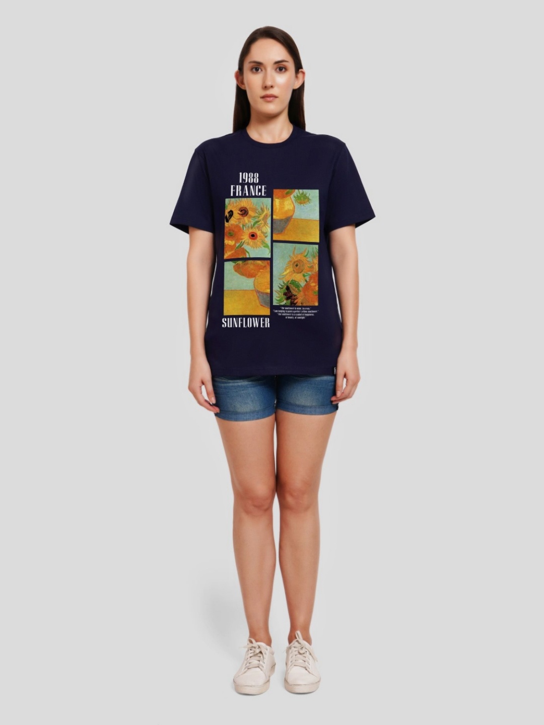 

Underrated Club Women Printed Bio Finish T-shirt, Navy blue