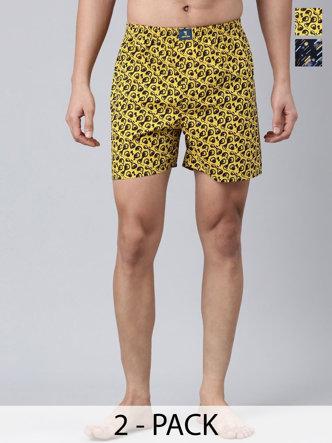 

Joven Pack Of 2 Printed Pure Cotton Boxers JB2P-BLYE, Navy blue