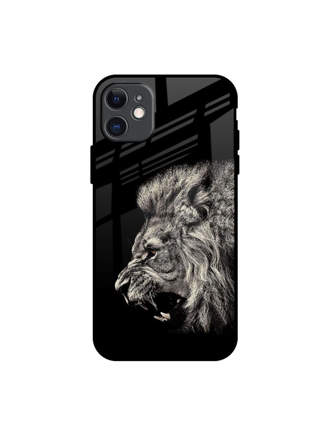 

QRIOH Brave Lion Printed iPhone 11 Back Case, Black