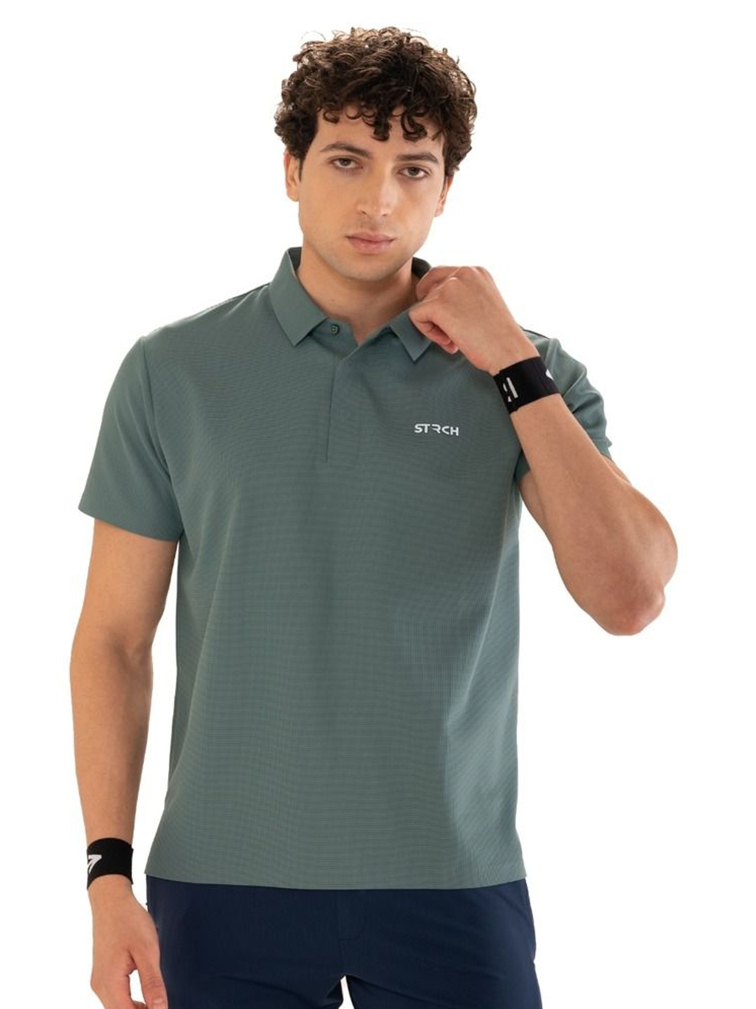 

STRCH Men Anti Odour Solid Polo Collar T-shirt, Grey