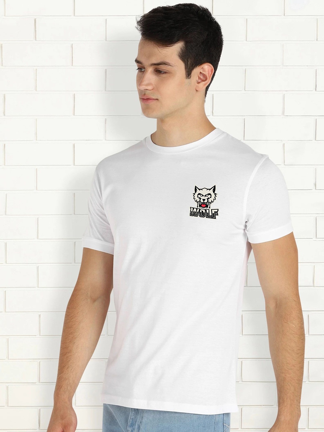 

Moda Rapido Men Graphic Printed Round Neck Cotton Slim Fit T-shirt, White
