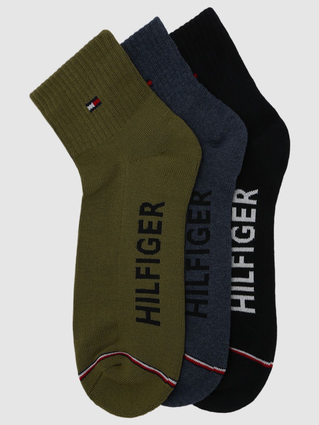 

Tommy Hilfiger Men Pack Of 3 Ankle Length Socks, Green